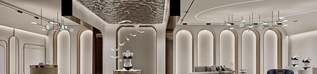 酷黑水波纹不锈钢打造的异形沙发，点睛之笔的试衣间设计-0