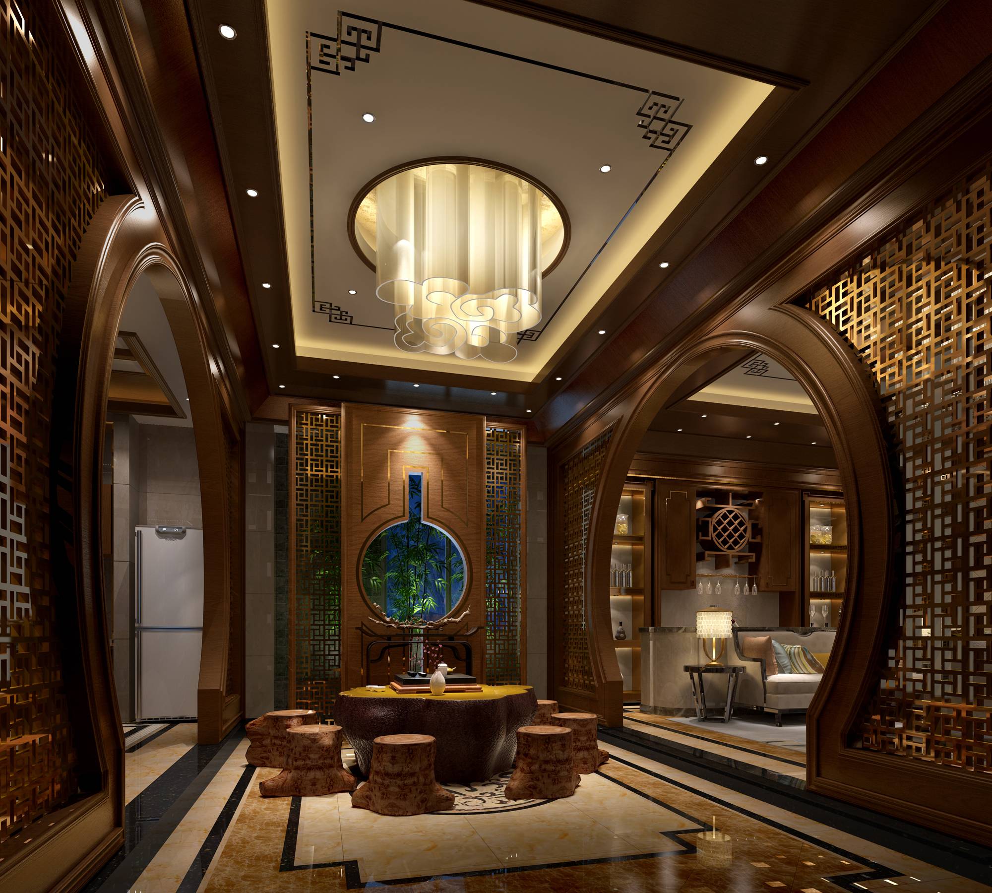 新中式 中式古典 奢华家装别墅样板房-6-15