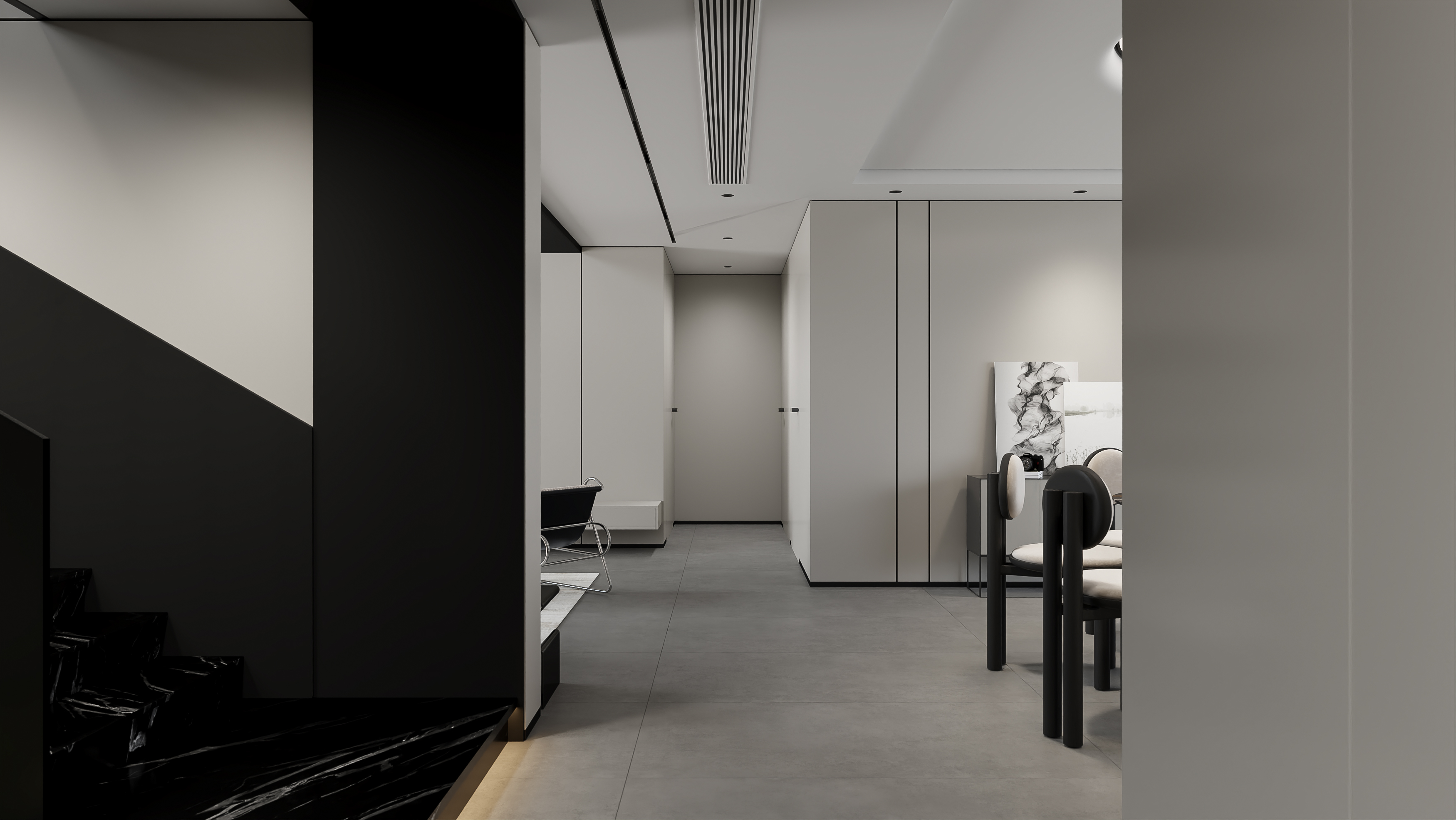 现代黑白灰客餐厅-4