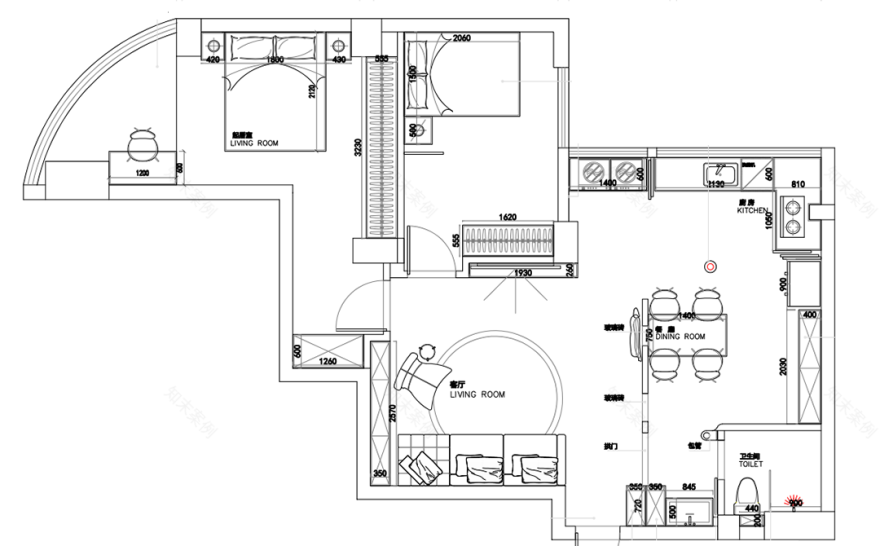 80㎡奶油风二居室设计-5