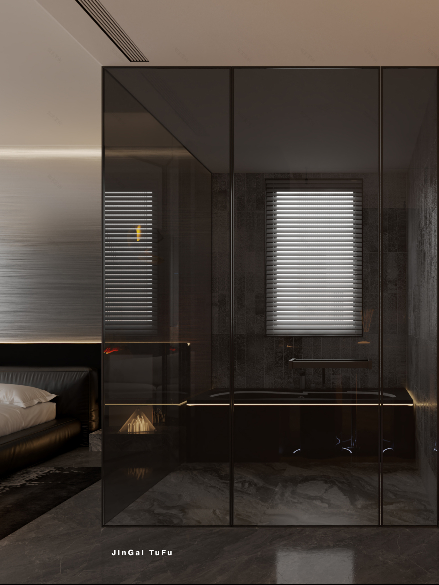 简约黑白灰调主卧设计丨图夫 x 金该-7