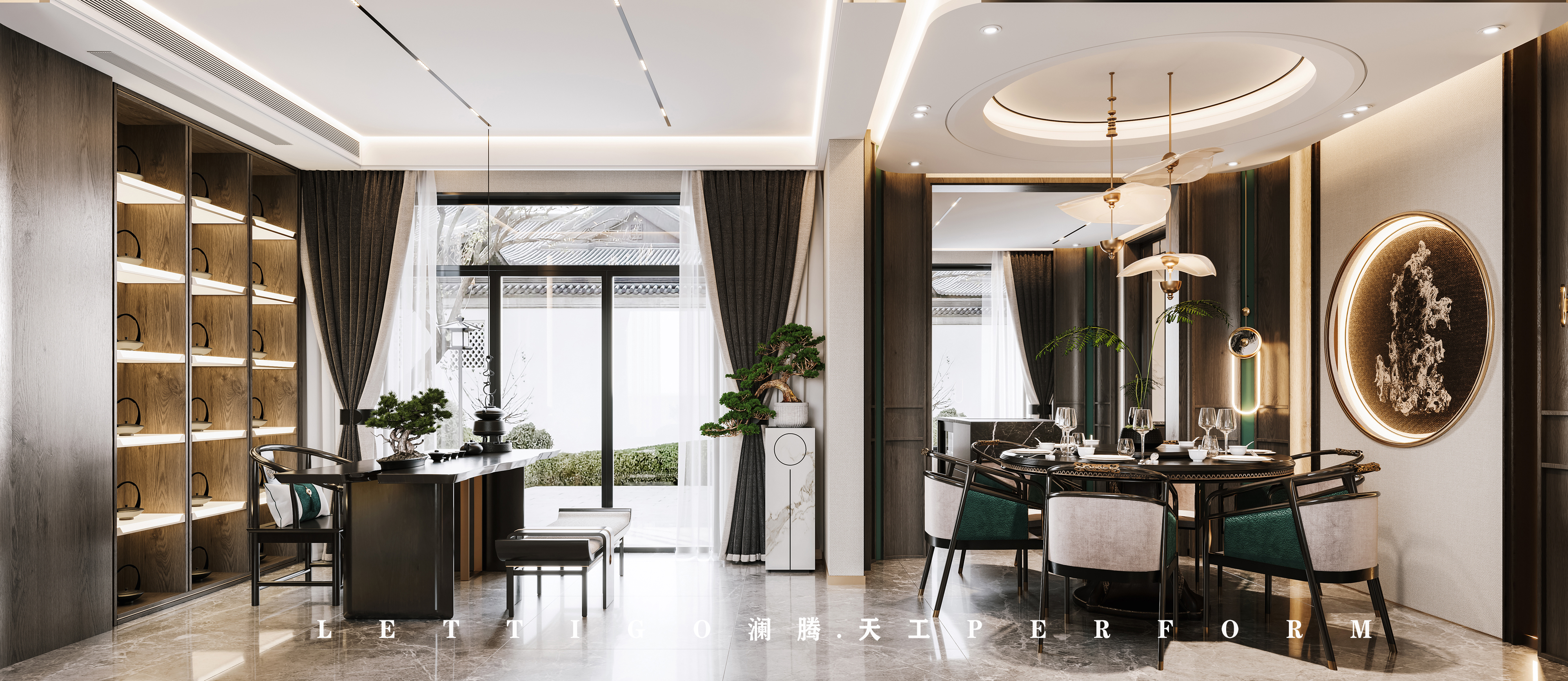 新中式挑空别墅，心中的桃花源不必向他处寻-4