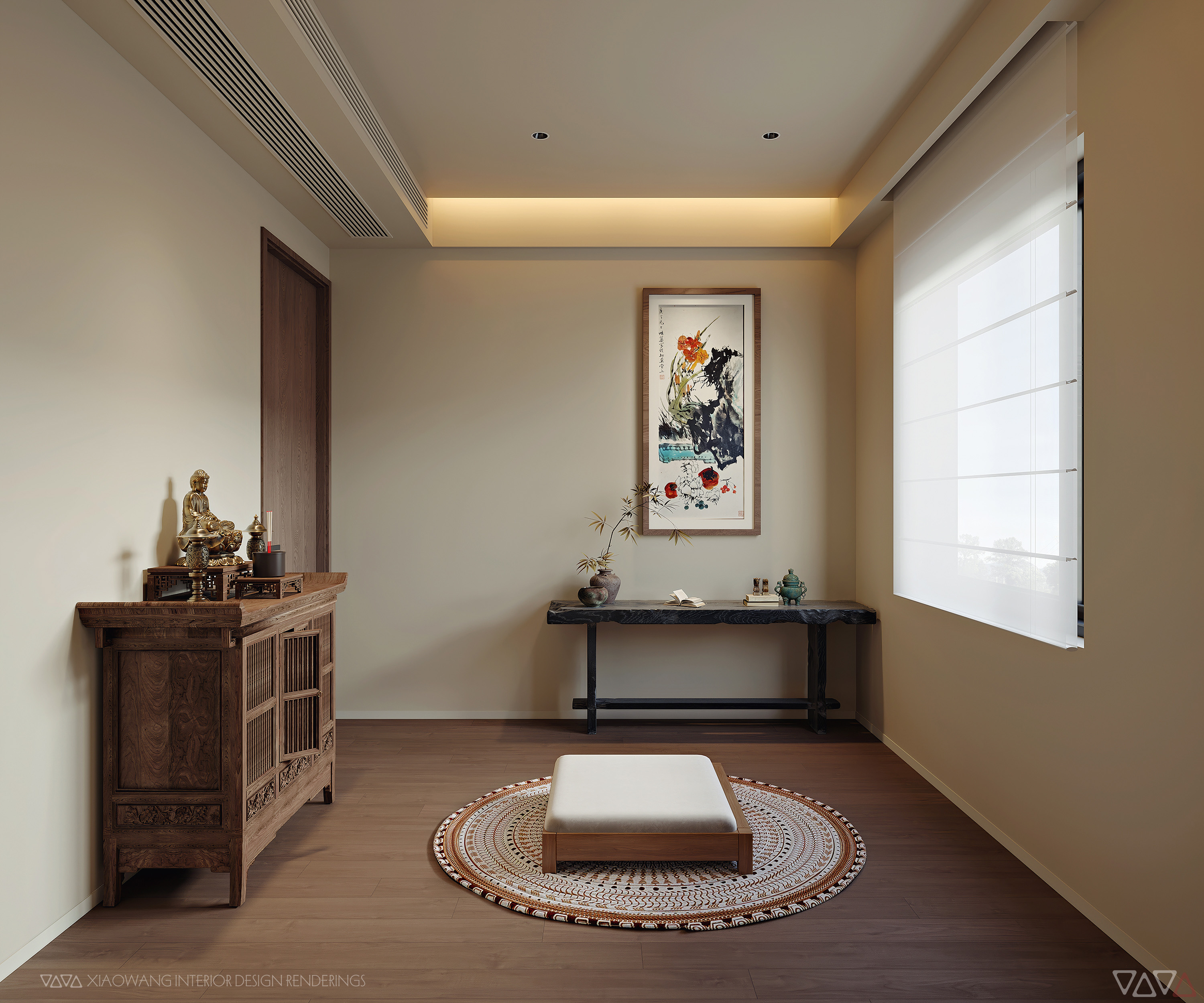 中古风 客餐厅 卧室 效果图-6