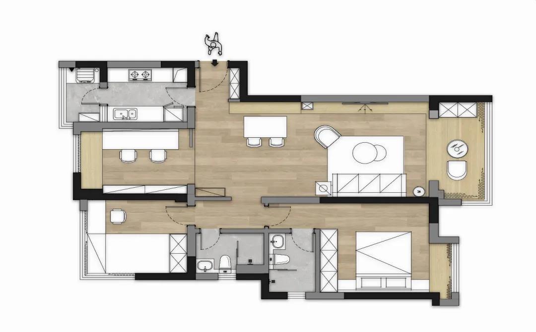 平层智能生活空间的焕新重塑丨喜屋设计-2
