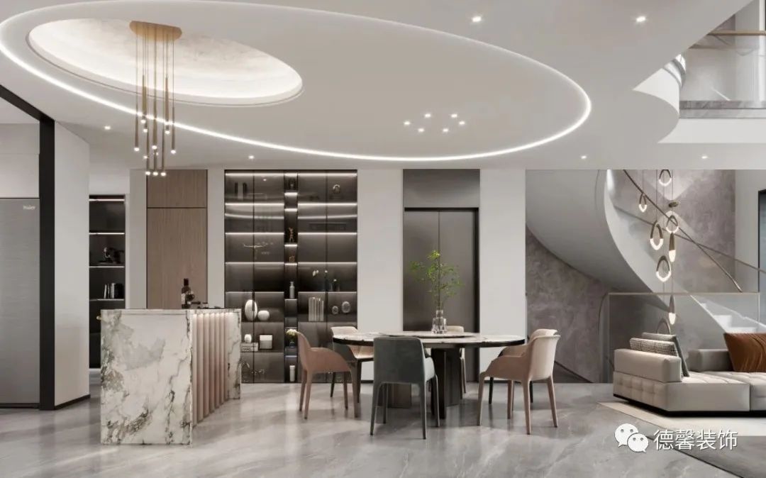 灵动弧线诠释现代艺术美感·云峰原著 425㎡联排别墅设计丨德馨装饰-16