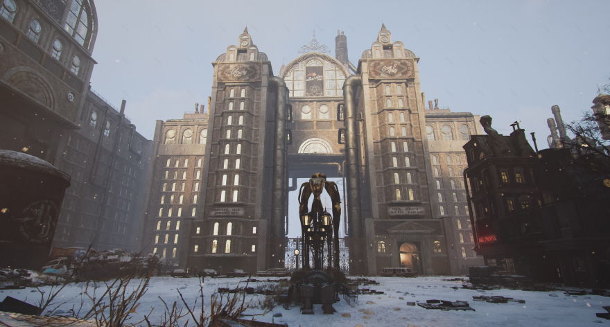 UE5 Dieselpunk winter city level (third-person) map-27