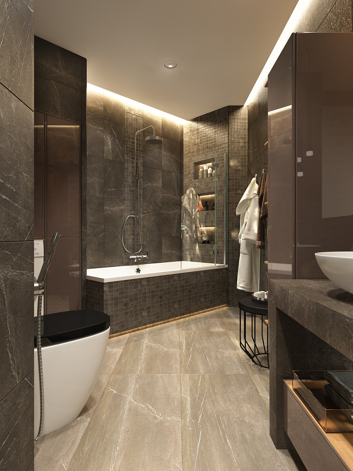 Оформление ванной в сдержанных тонах 9м² — портфолио бюро ARXY-16