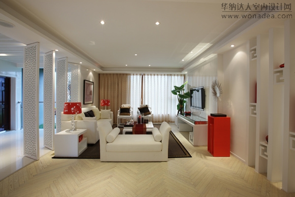 心怡·紫晶城A户型 新中式样板房 红与白-8