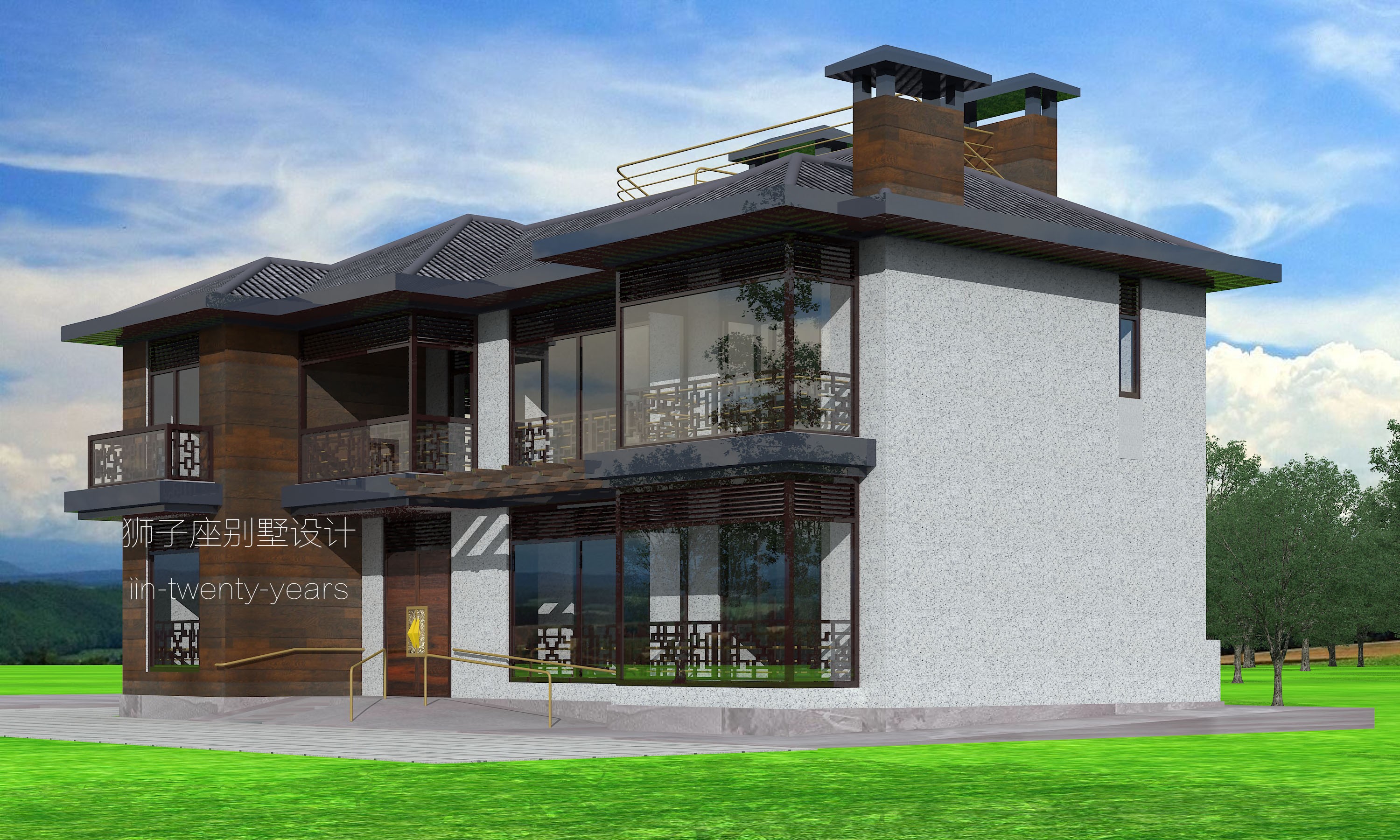 湖南二层自建房别墅设计丨中国湖南丨狮子座自建房\别墅设计-7