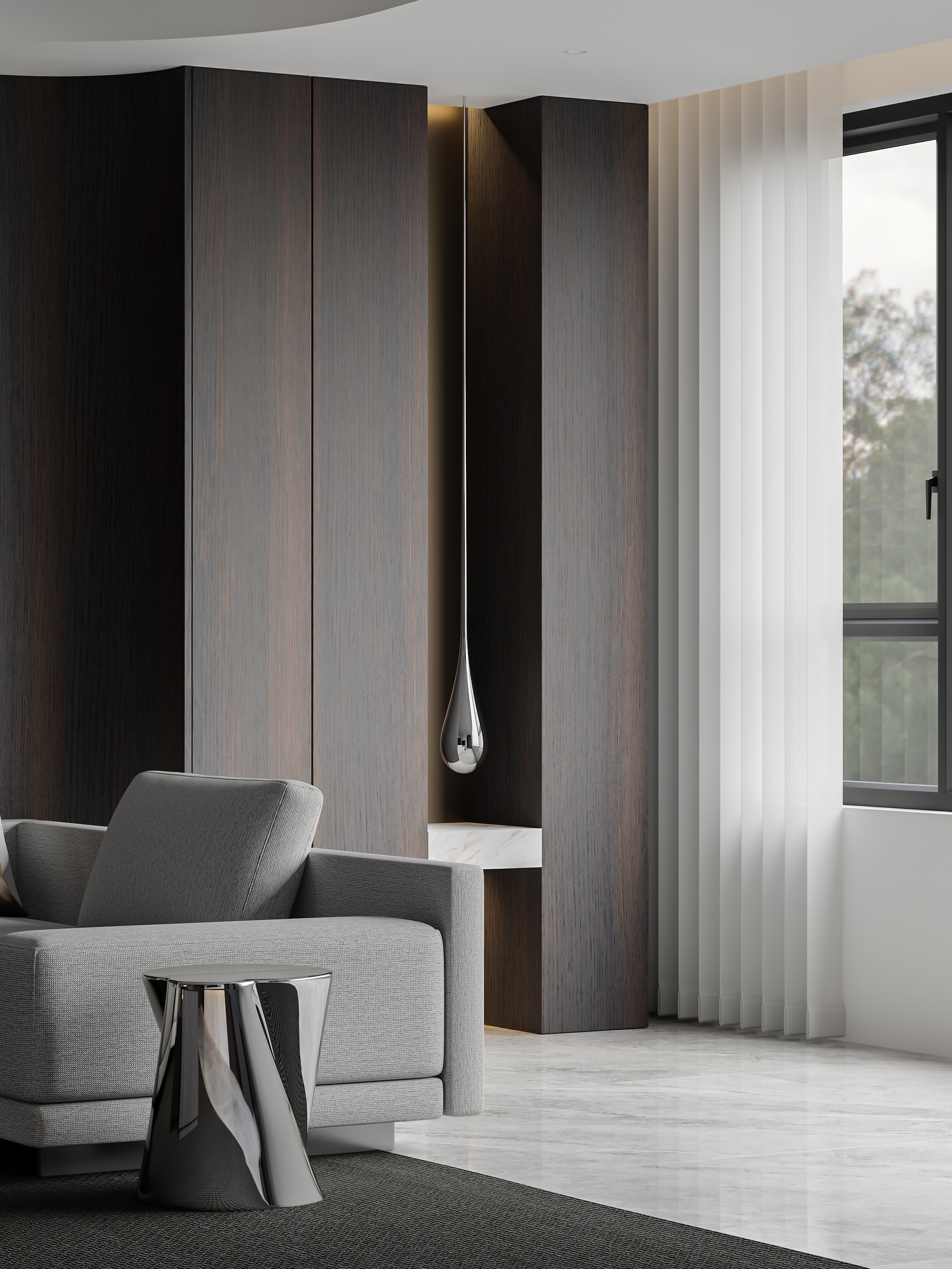 现代简约暗色系大平层客餐厅-10