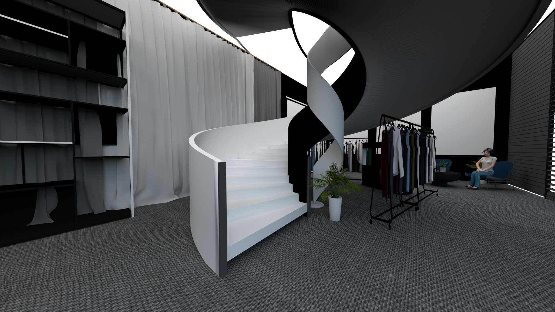 山本耀司黑白和不对称设计展示空间-8