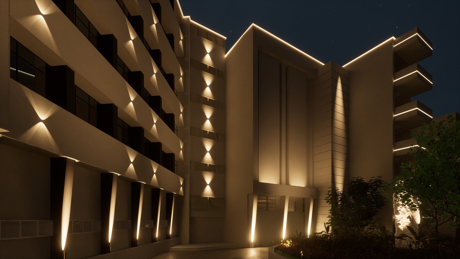 学院建筑外立面照明设计-8