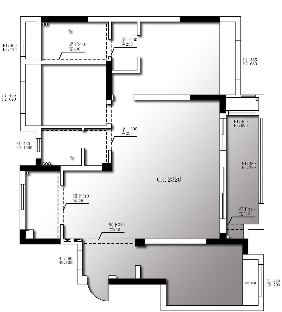 芜湖融悦东方 7 米开间客厅,个性鞋柜与开放式厨房设计-0
