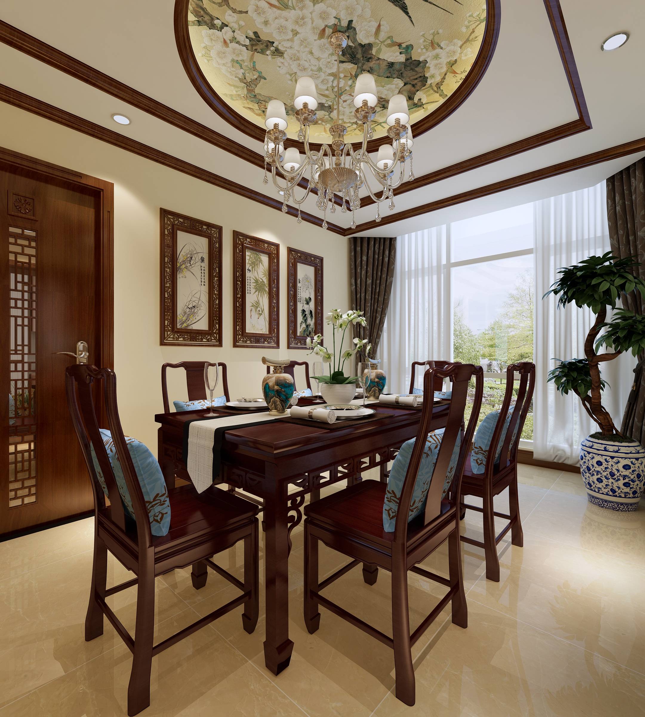 新中式 中式古典 奢华家装别墅样板房-9-2