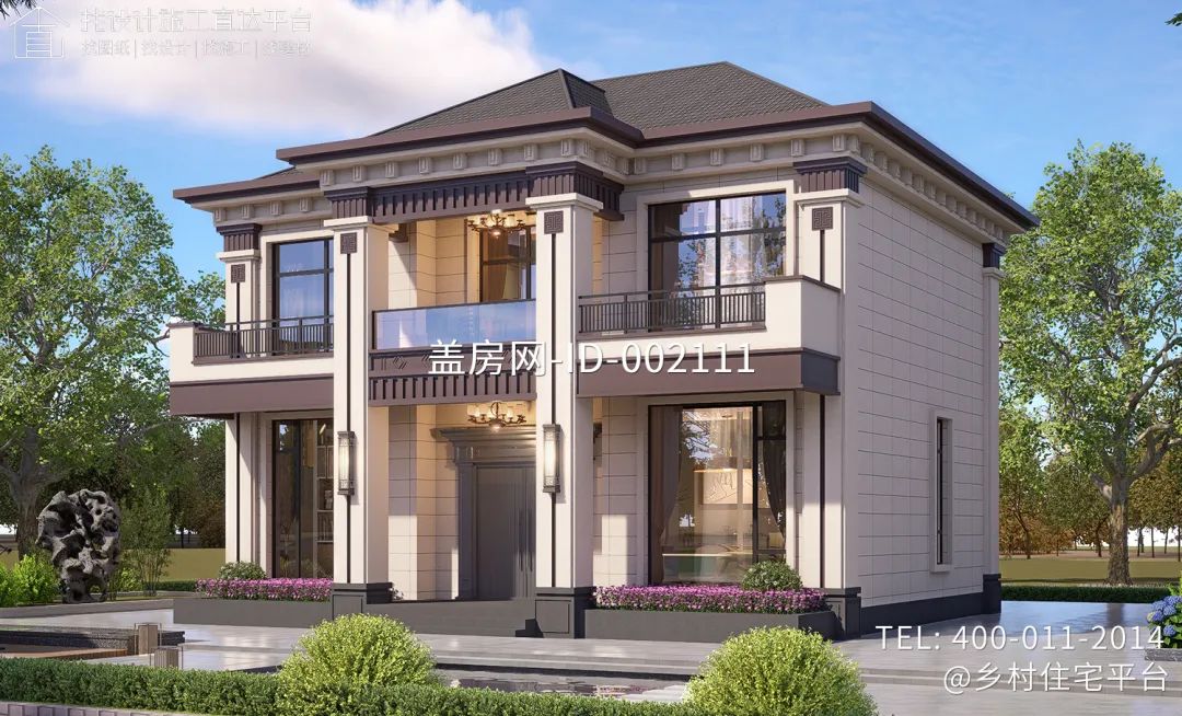 【设计师案例】土建参考造价30万，面宽12m×进深9m云南昆明二层新中式别墅-38