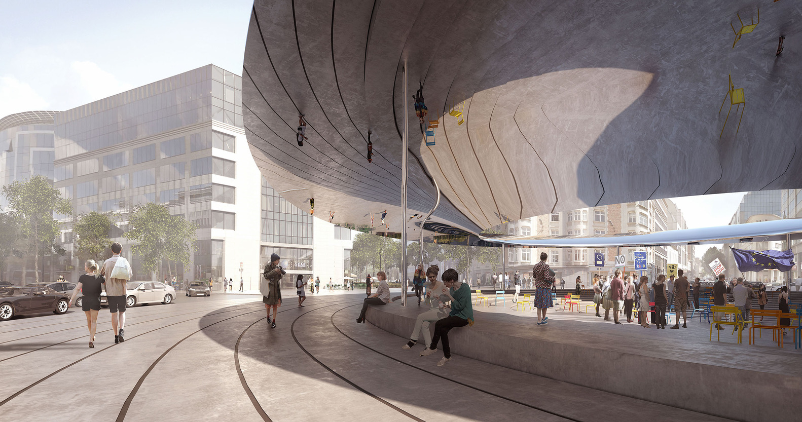 COBE + BRUTs Reflective Pavilion Wins Competition for New EU Entrance Plaza in Brussels-5