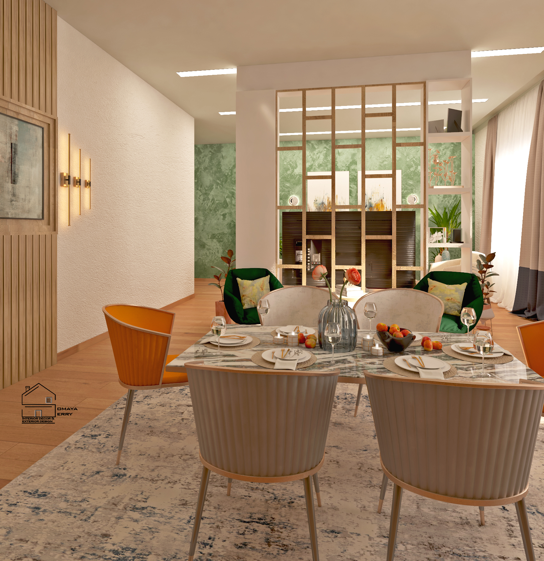 Avocado green & Tropical sun yellow Living room-3