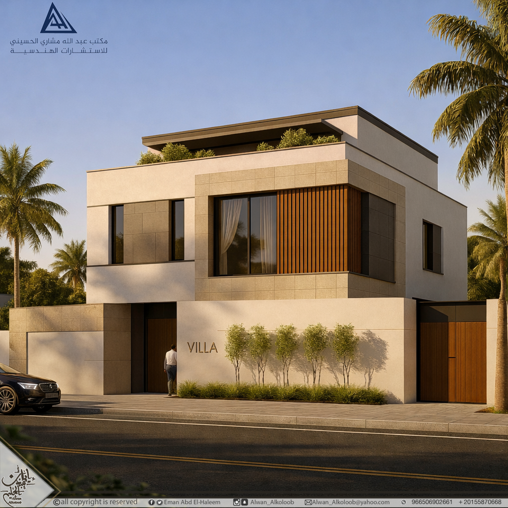 Contemporary Villa Exterior | Stone + Wood Harmony-0