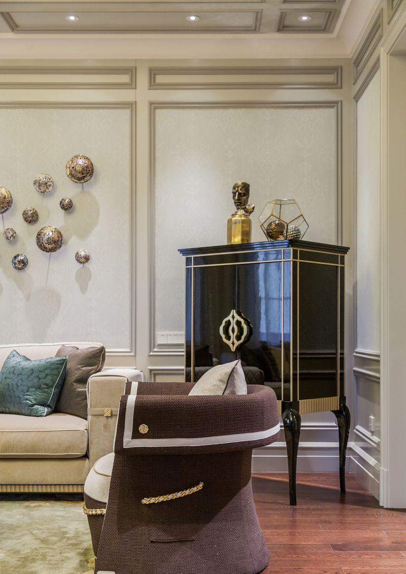 简美风格中的蓝金搭配——桃花源别墅G户型售楼处设计-6