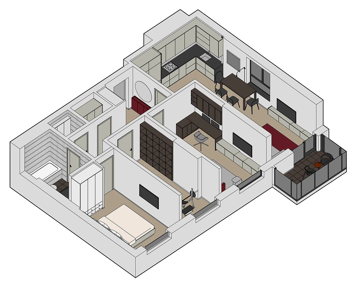 乌克兰利沃夫简约三室一厅设计丨Nazarius Shore-4