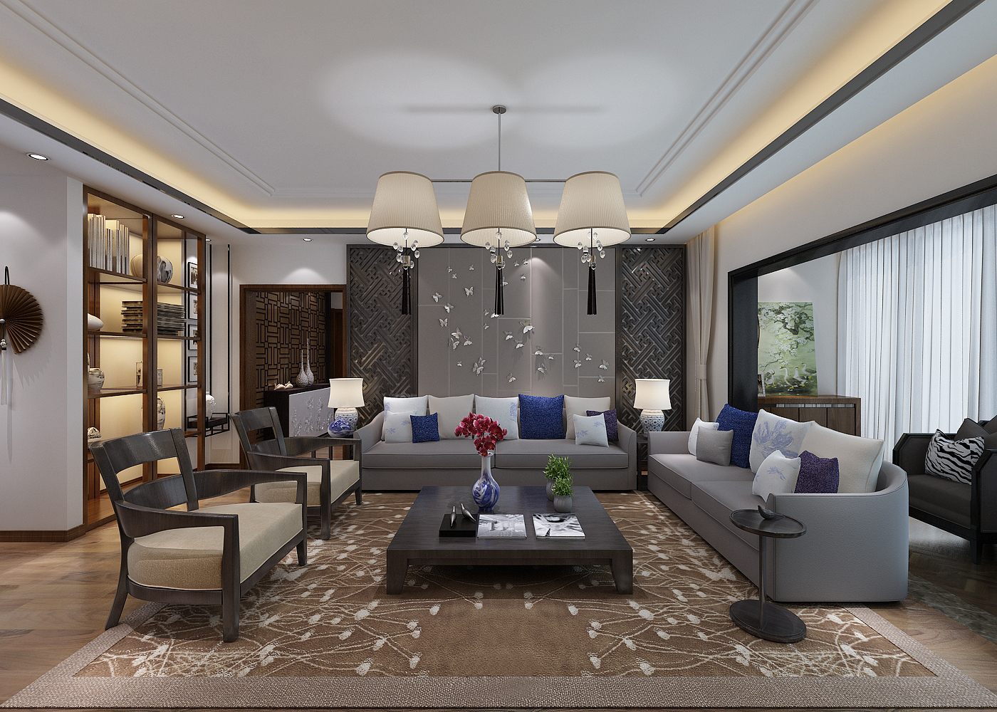 新中式 中式古典 奢华家装别墅样板房-18-40