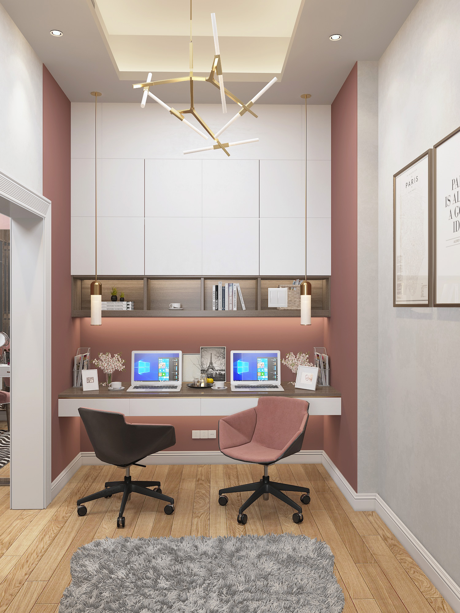 Girls Bedroom With Dressing and Study Space-7