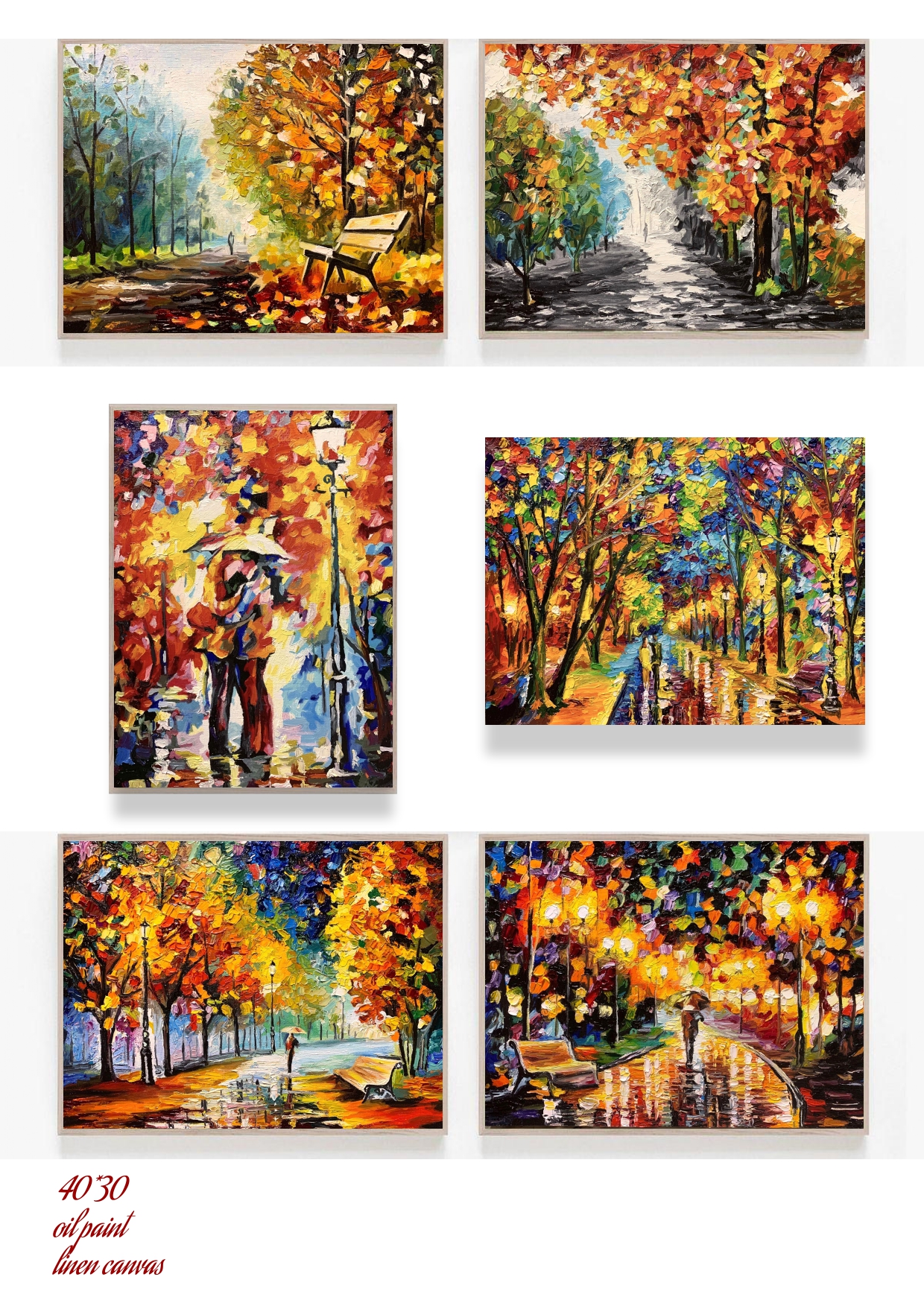 Autumn Impasto Art Series 6 Oil Paintings for Interior-14