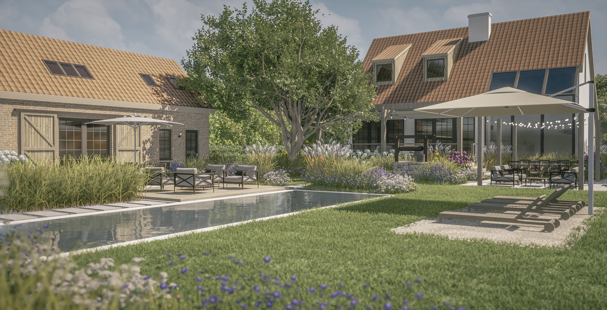 带游泳池塘的乡村花园丨Poland丨greenpixpartner.pl-10