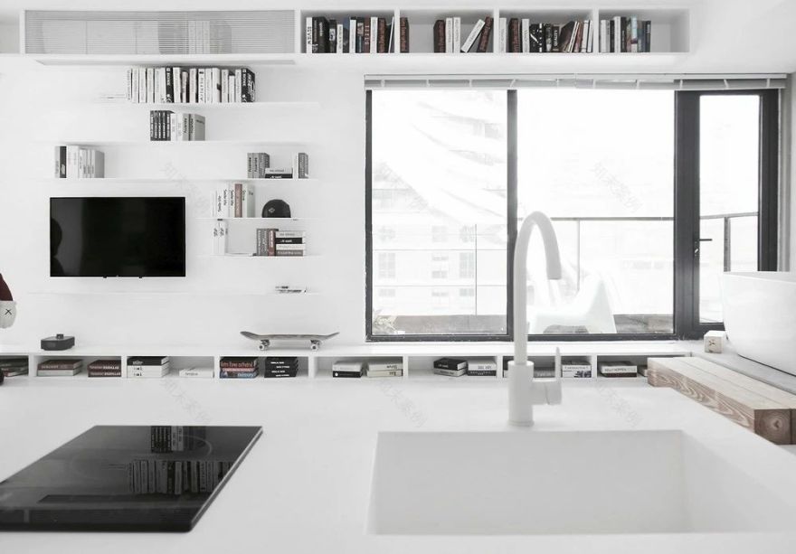 城市岛简约住宅设计,黑白灰打造艺术空间-10