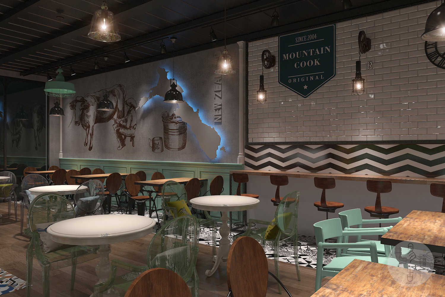 工业风冰淇淋店，低亮度小清新设计-6