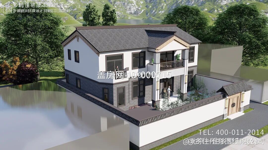 【设计师案例】土建参考造价56万，面宽15.8m×进深10.1m山东枣庄二层新中式别墅-36