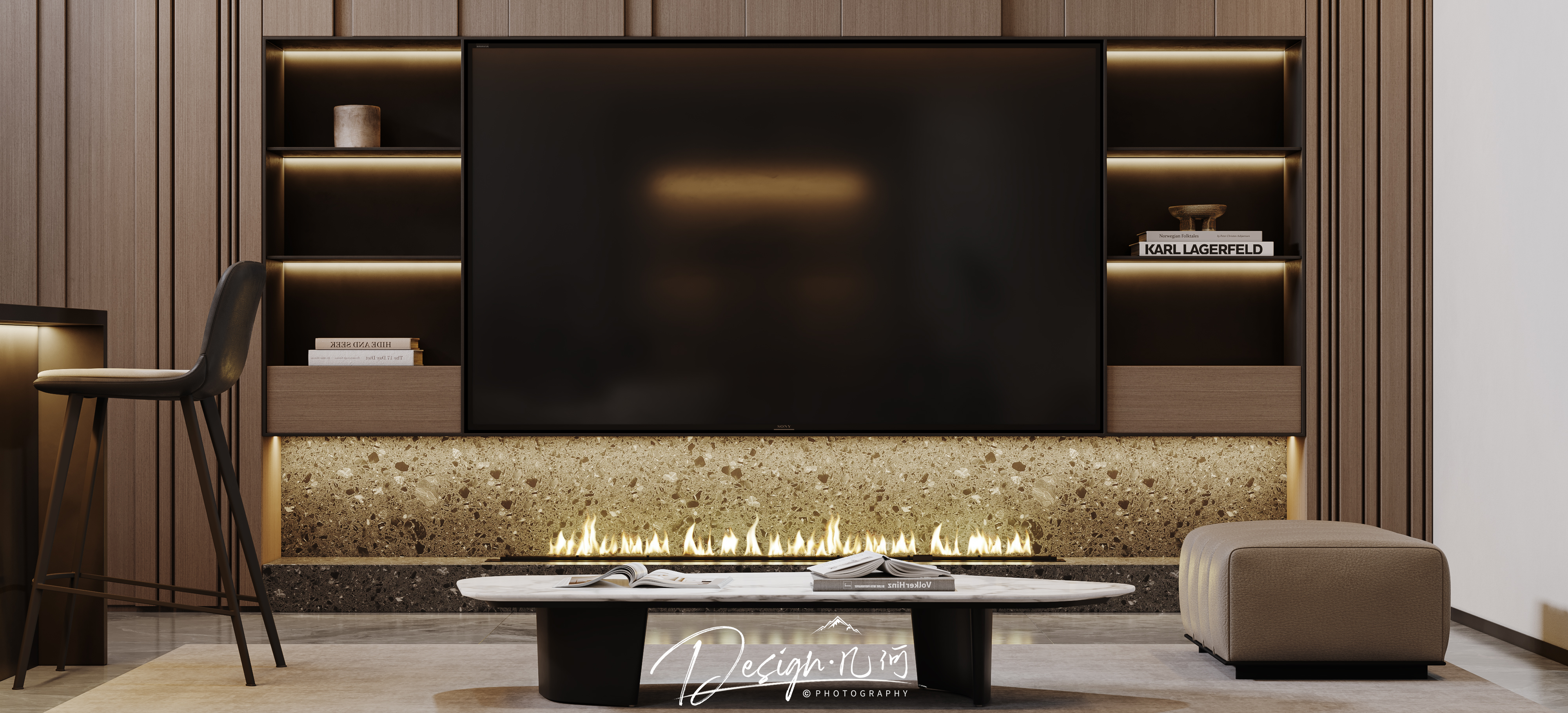 几何空间视觉表现 | 琥珀山庄现代地下室-24