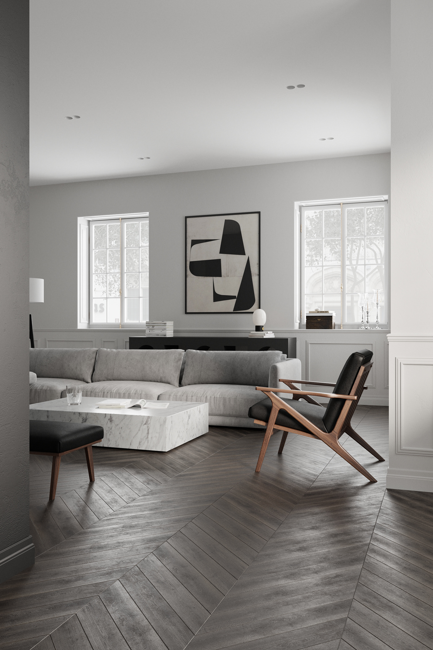 176㎡中性色调和木质纹理 打造出平静而舒适的空间-2