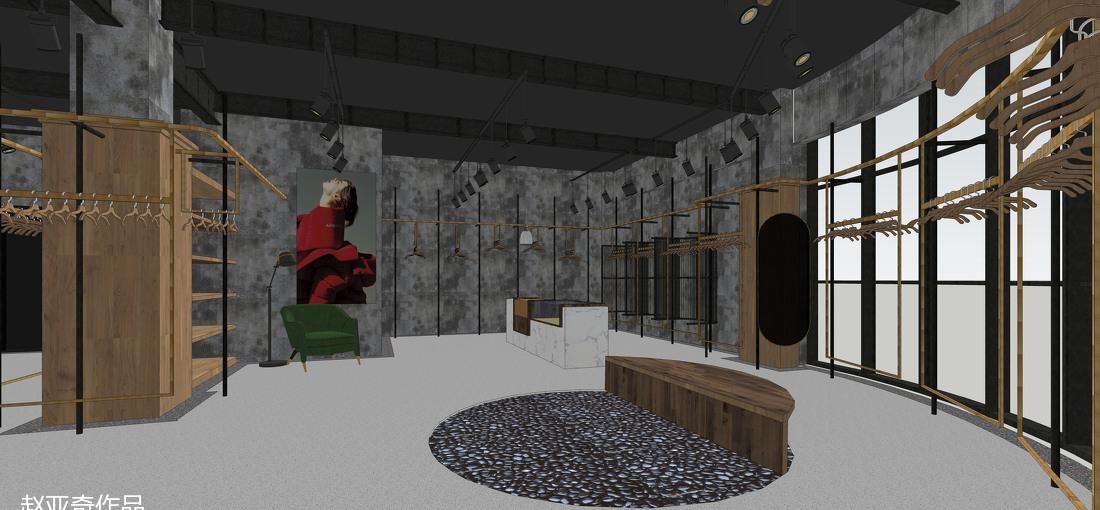 北京某品牌服装展厅 | 复古风水泥木质空间-16