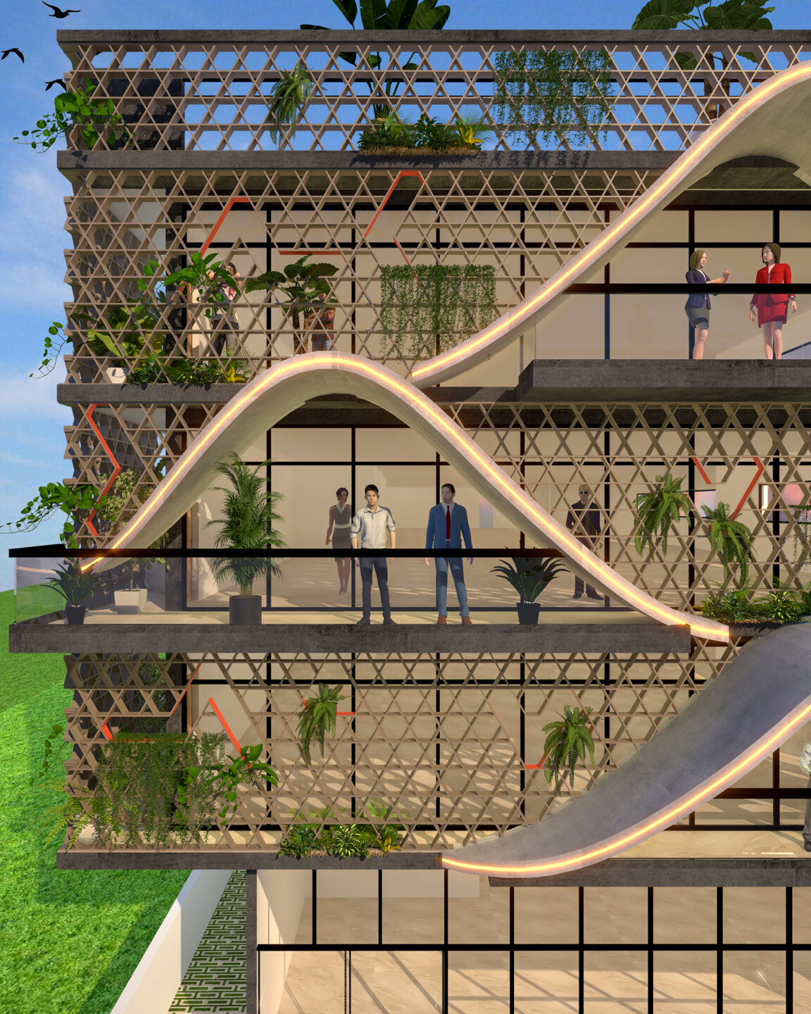 绿色屏风办公楼丨印度班加罗尔丨A.J Architects-6