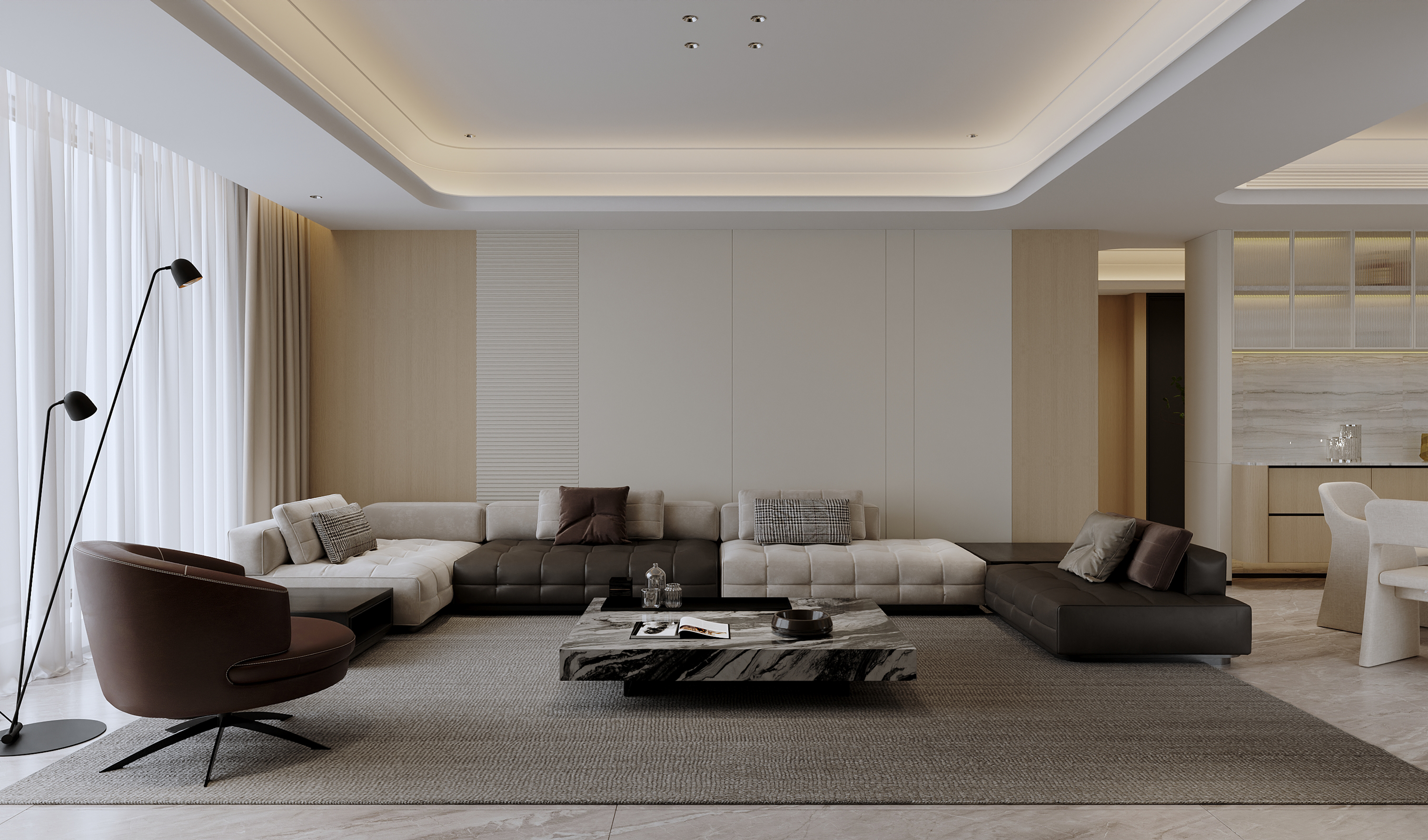 沈阳 金地名京214㎡  现代原木风效果表现-1