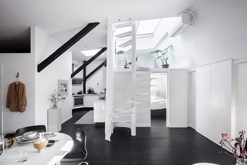 斯德哥尔摩屋顶公寓——黑白浪漫空间-4