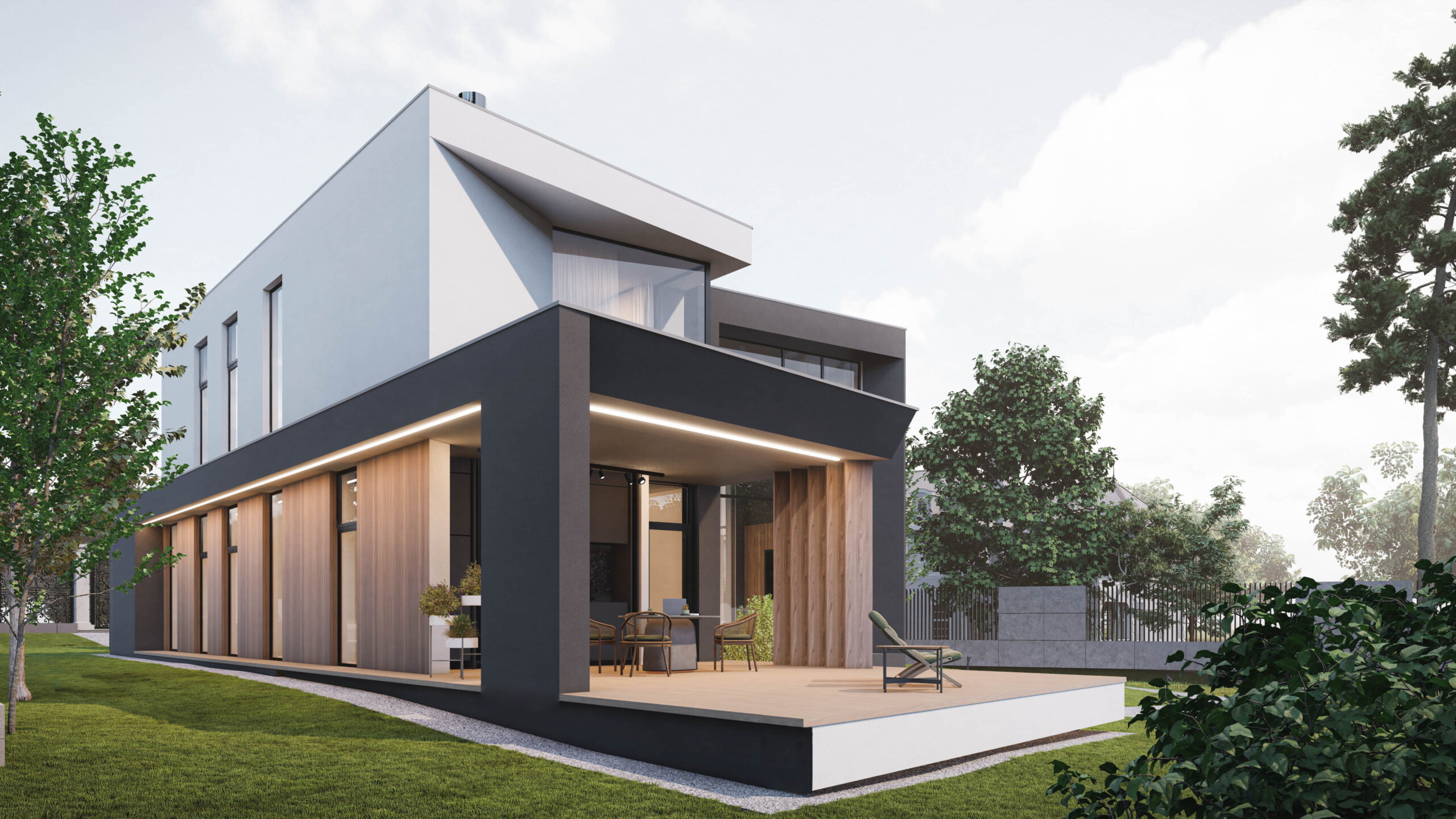 Динамичный современный коттедж 345м² — портфолио бюро ARXY-12