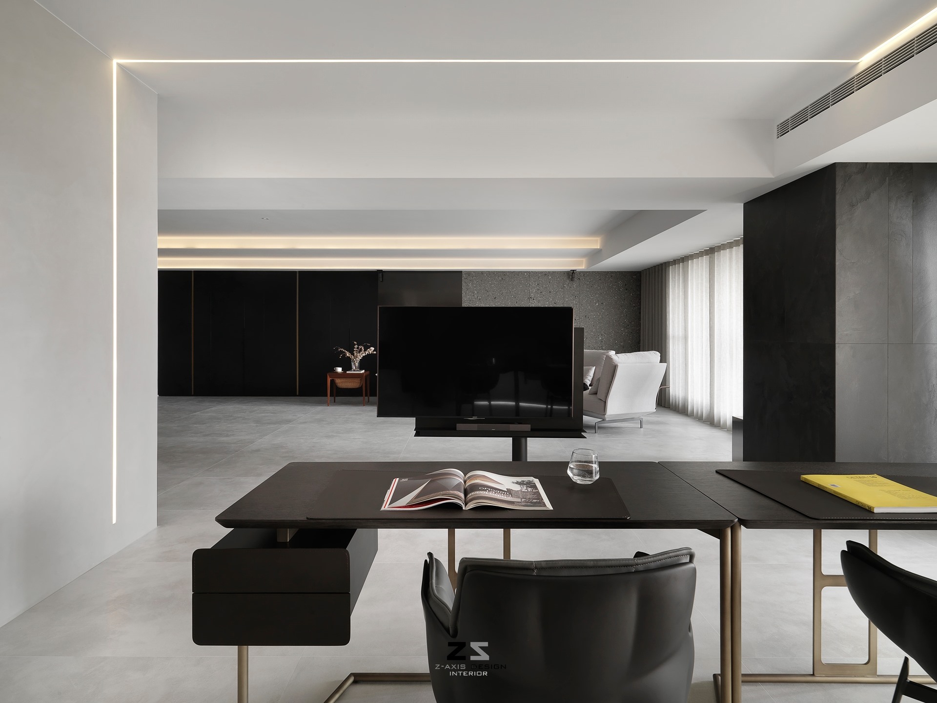 台中郭宅 Z 轴空间设计，旋转电视串联生活空间-8