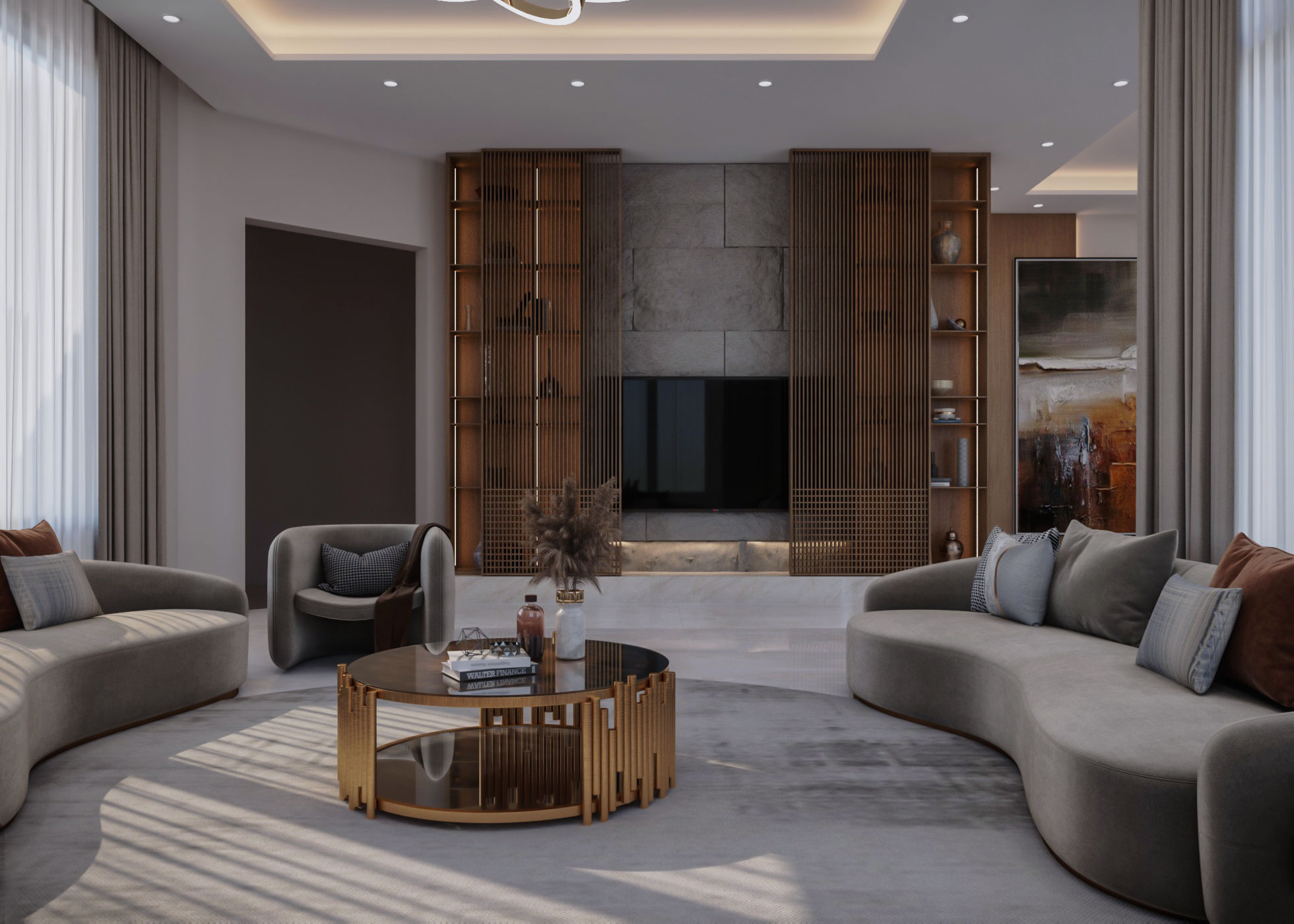 接待处，带餐厅设计的起居区丨Ghanem 设计工作室-4