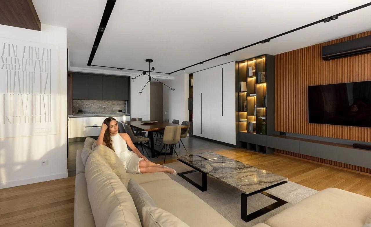 乌克兰98㎡现代风公寓设计，角落空间这样设计太实用了！-12