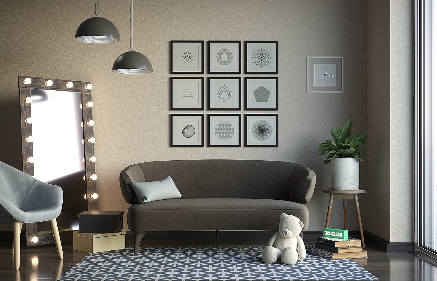 Living area 2 (Archviz)-1