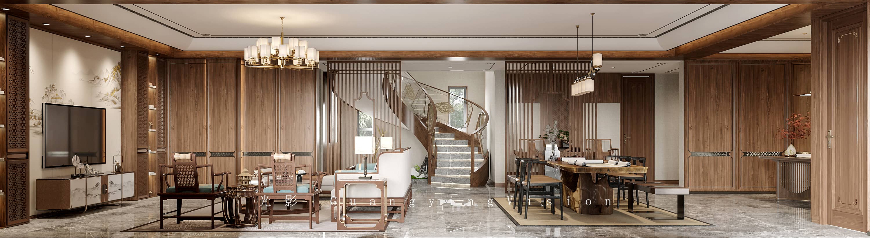 新中式别墅效果图-1