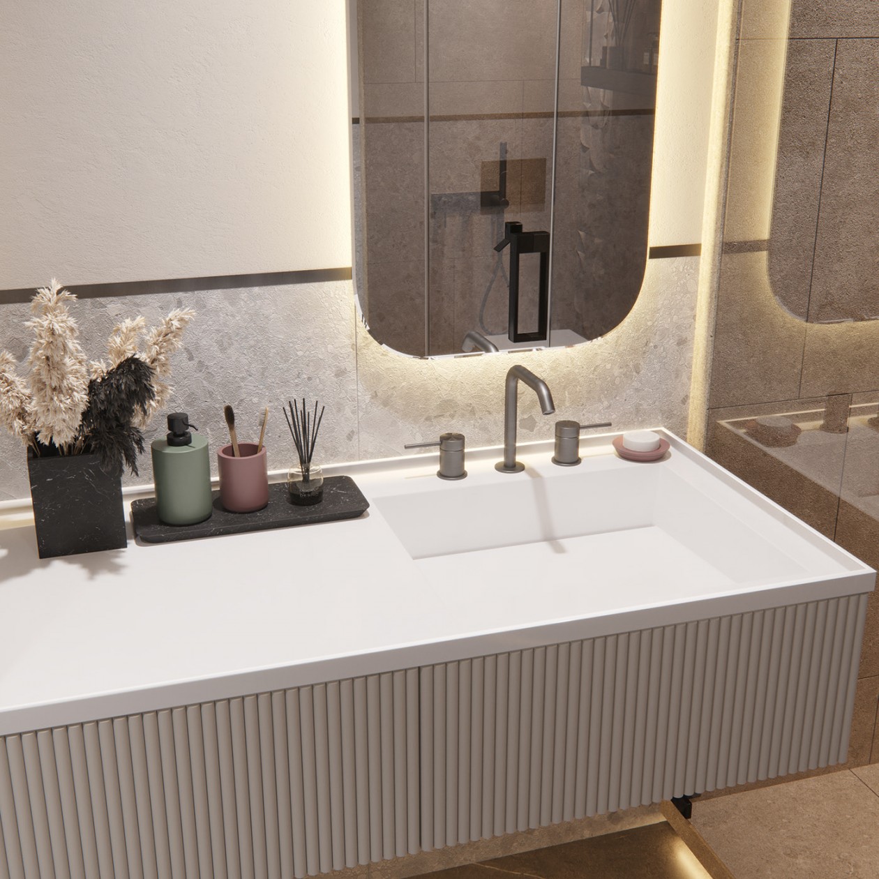 高级灰+原木 经典的自然生态材料和明快的家具相结合-30