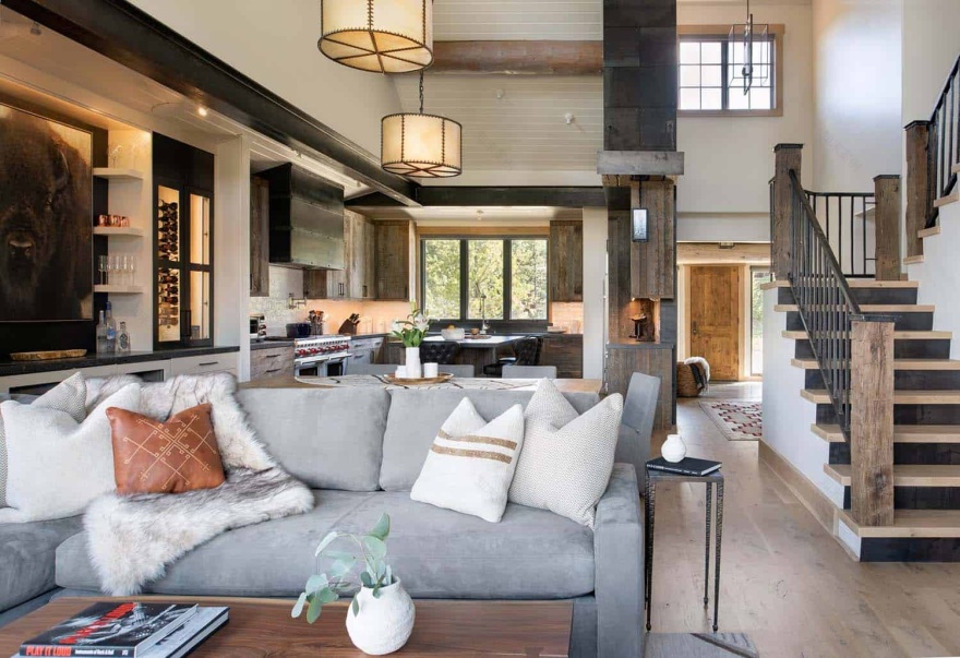 A rustic modern mountain cabin was beautifully reimagined in Big Sky, Montana-2