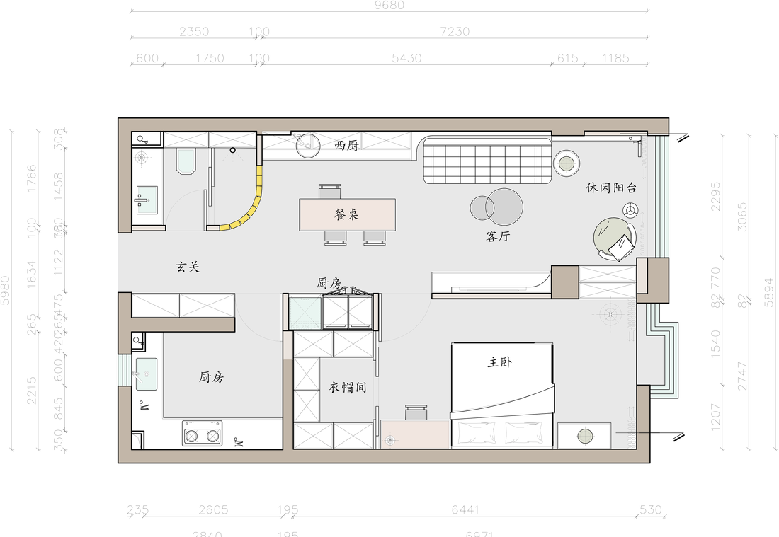 奶油系简约风独居女孩治愈系小家改造-14