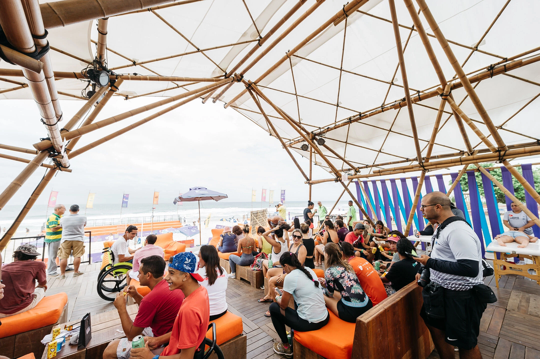 Textile bamboo structures for open-air events-17