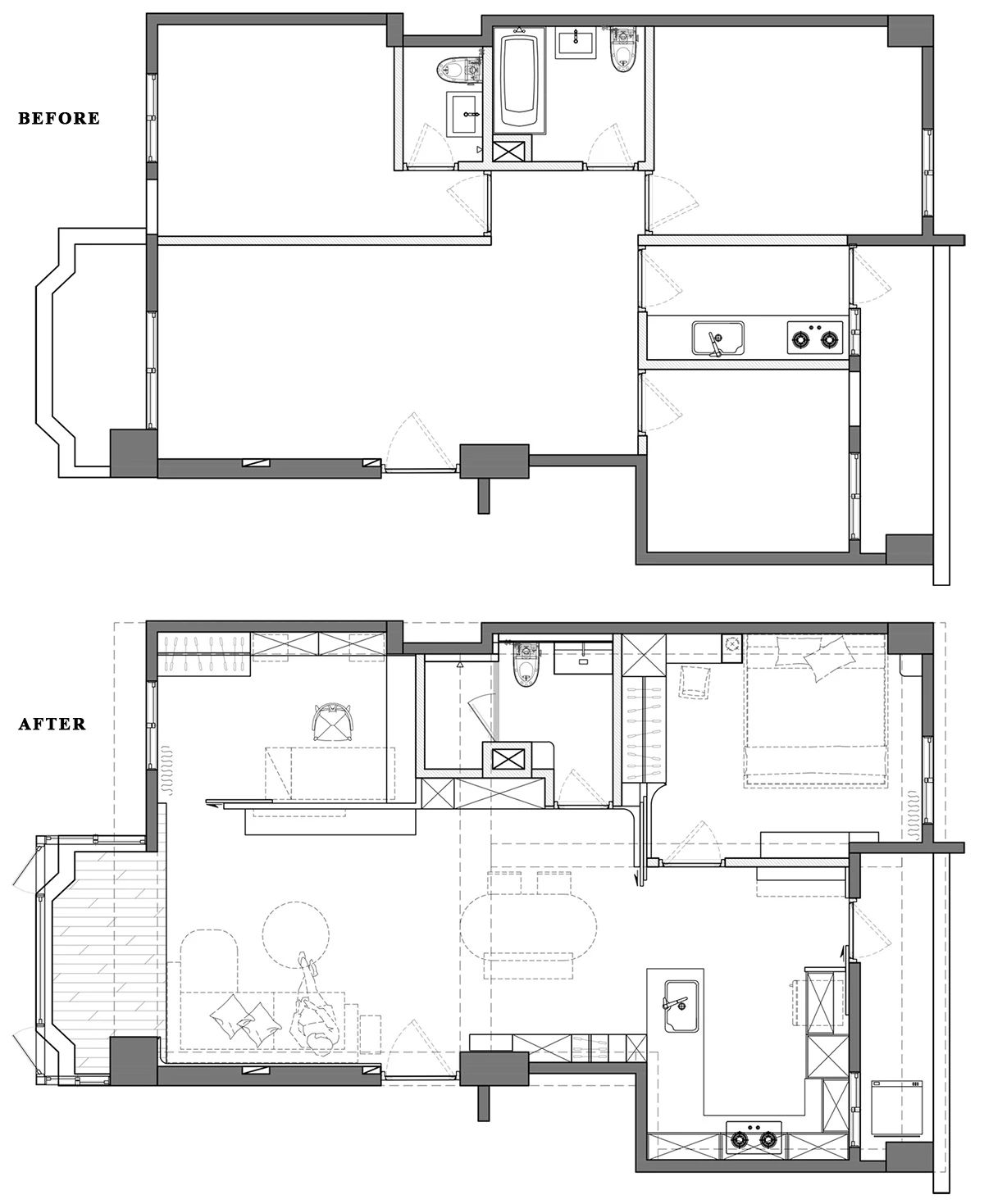 黑白配温暖明亮 70㎡家居设计-13