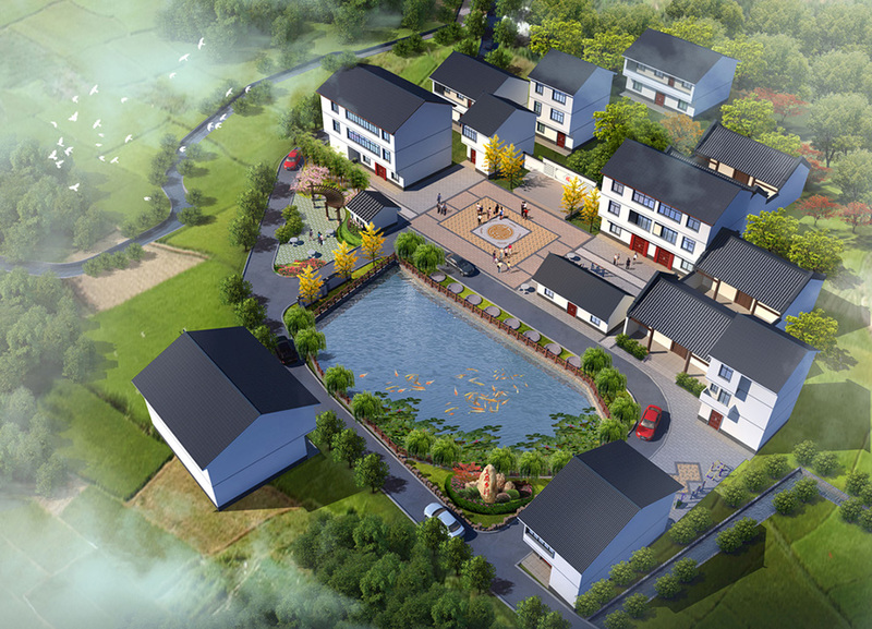 乡村规划设计案例鸟瞰图-4