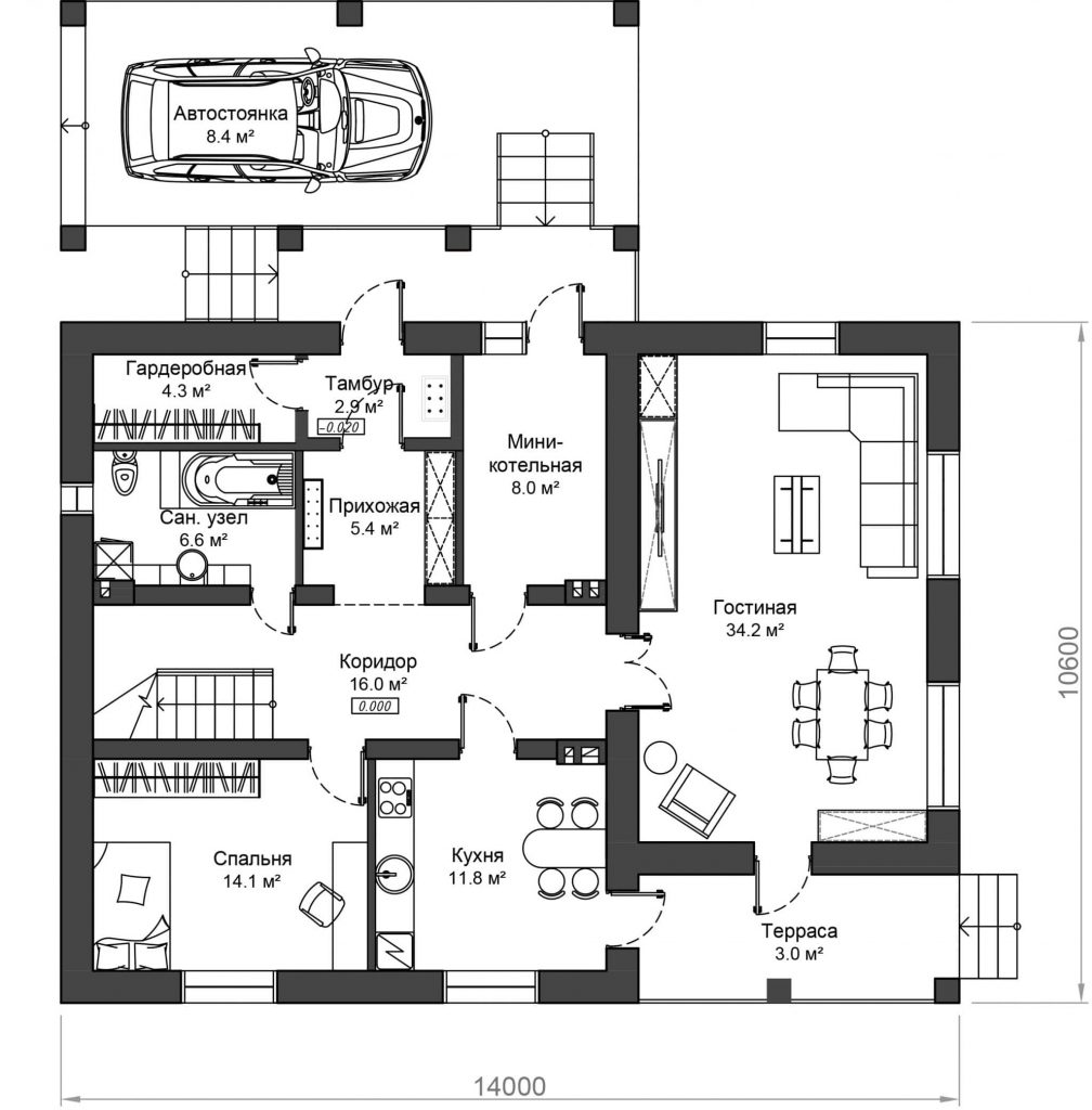 Проект мансардного дома с террасой «КМ-49» - Antei.by-11